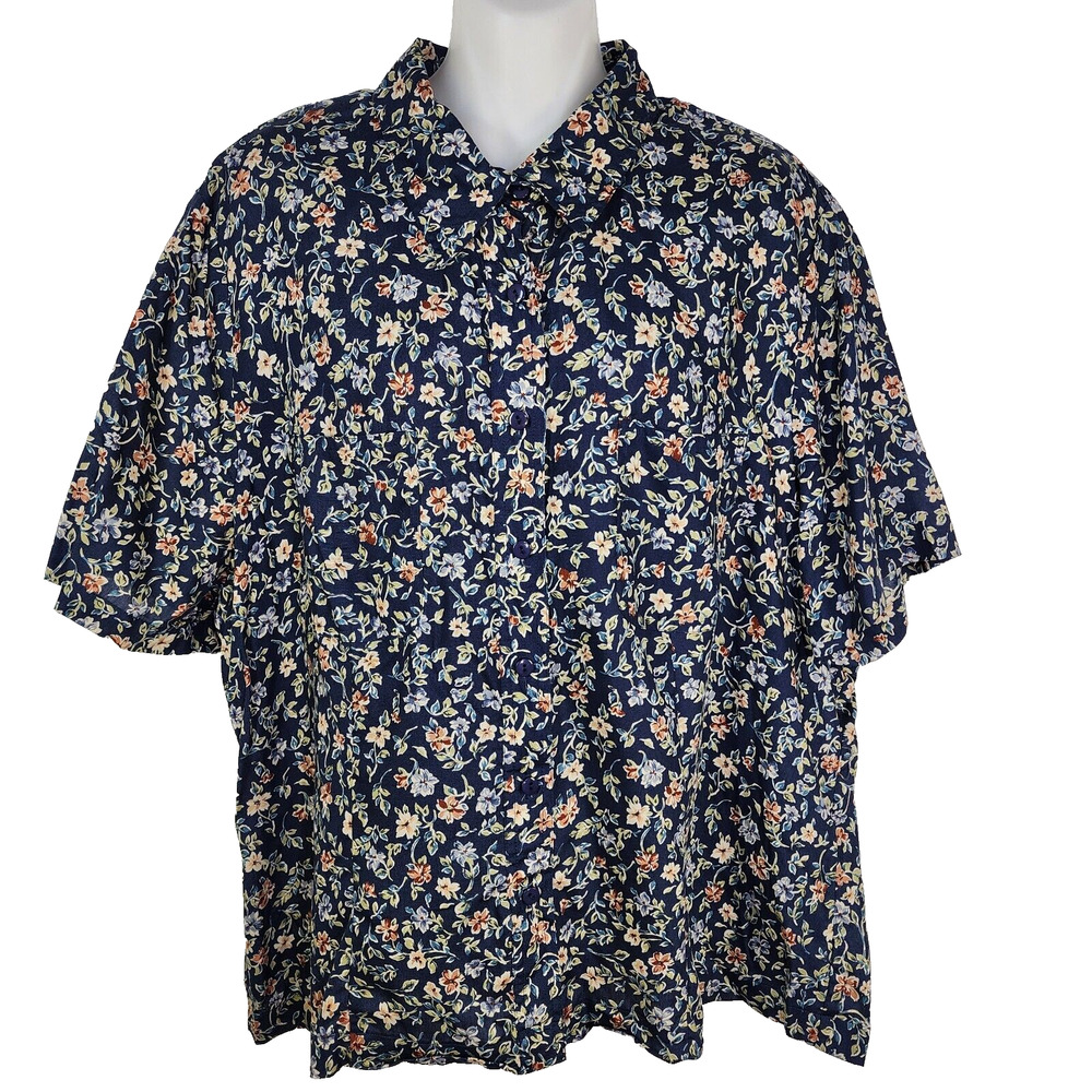 Pendleton Women's Shirt Plus Size 18W Button Up Floral Short Sleeve 100% Rayon